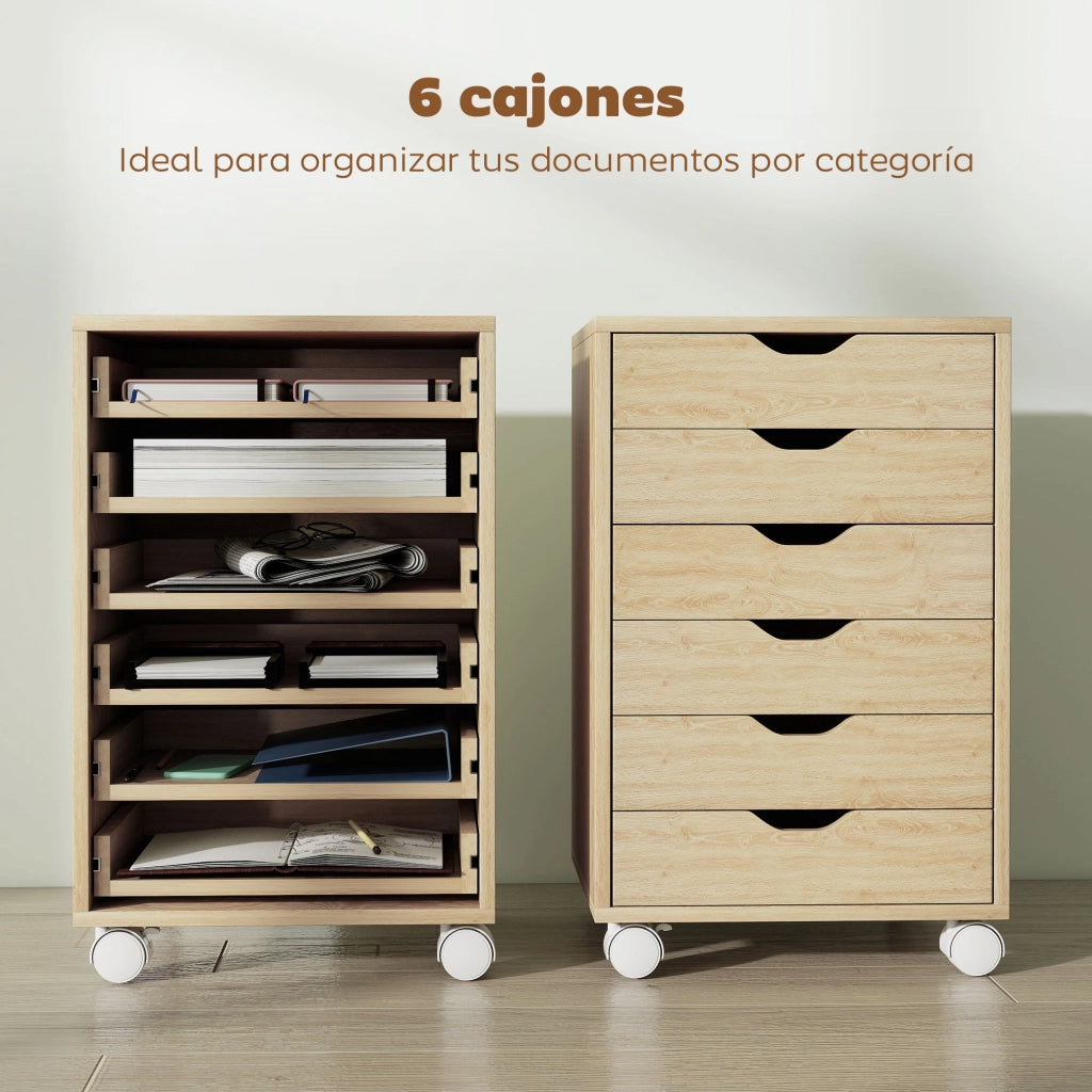Scrivania con Cassetti ¨C zephmum ¨C Rovere 6 Cassetti con Ruote