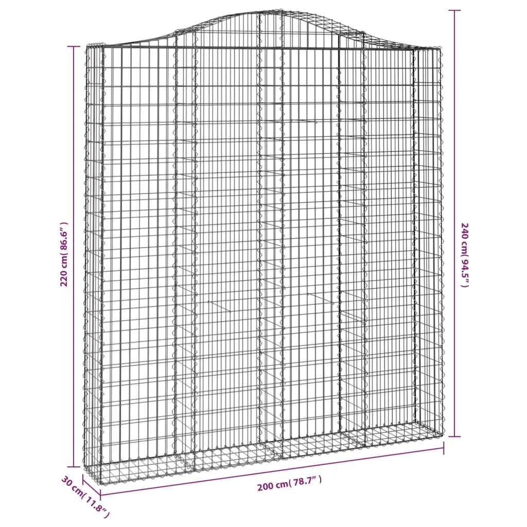 Cesto Gabbione ad Arco 200x30x220/240 cm Ferro Zincato