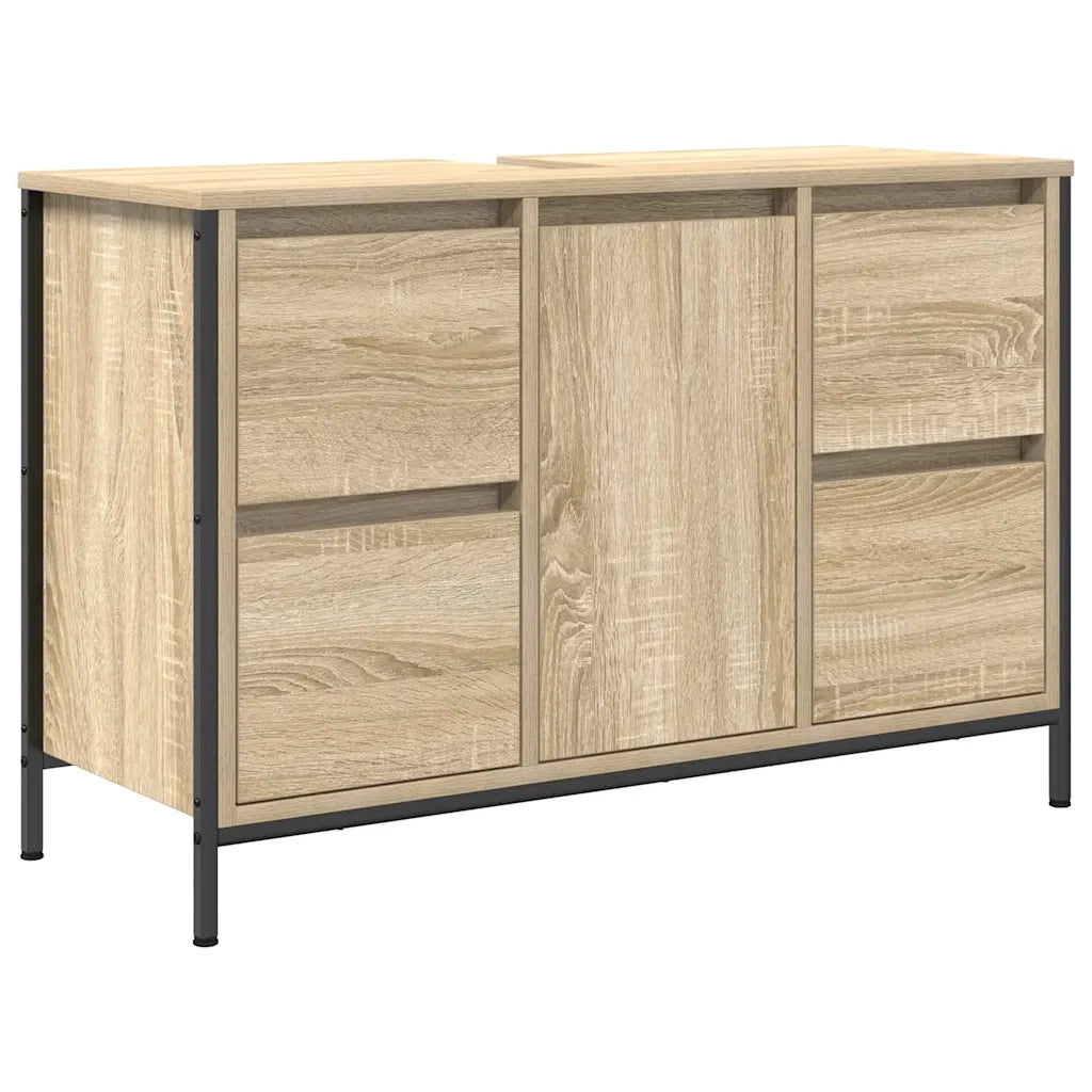 Mobile Lavabo con Cassetti-Armadietto da bagno Rovere Sonoma 90x34,5x60 cm