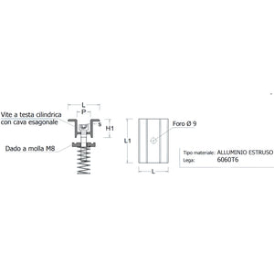 Morsetto centrale altezza 40/42/43mm alluminio per impianto fotovoltaico
