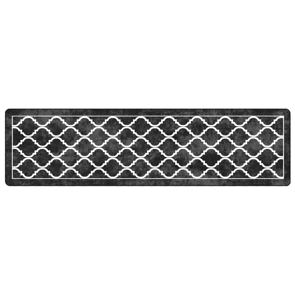 Tappeto Lavabile Nero e Bianco 80x300 cm Antiscivolocod mxl 84953