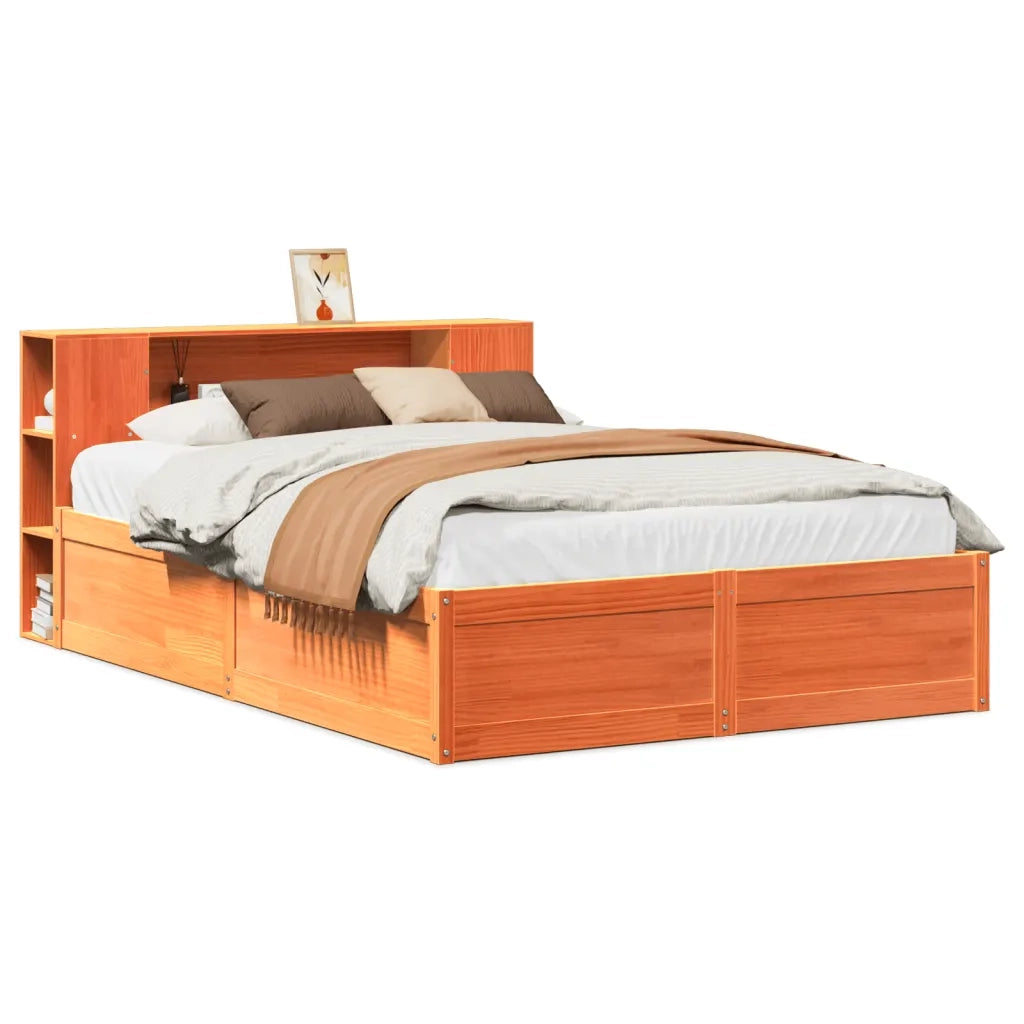 Letto senza Materasso Marrone Cera 140x190 cm in Legno di Pino 3323424