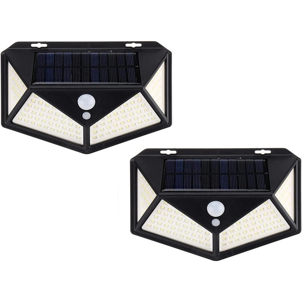 Trade Shop - 2 Pz Lampada Solare Esterno Giardino Faretto Fotovoltaico Sensore Luce 114 Led Faro -