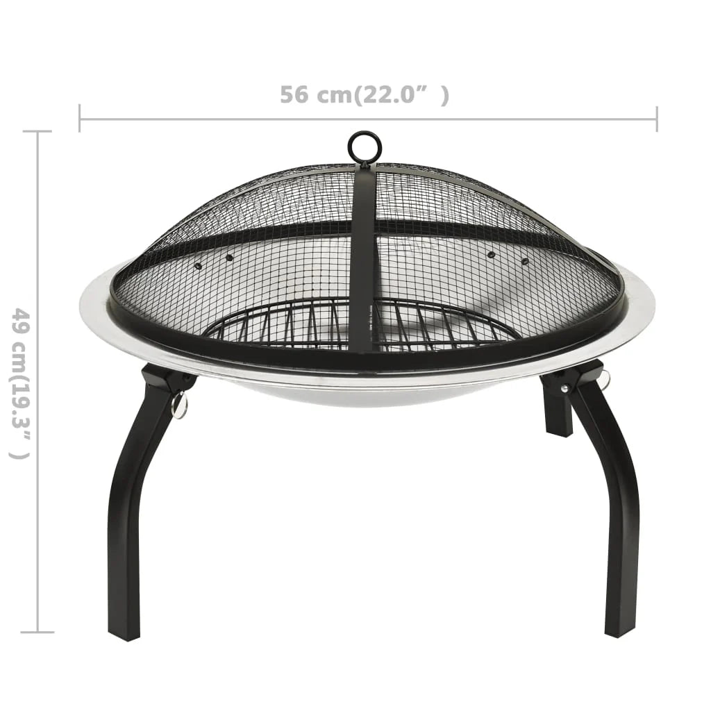 Braciere e barbecue con attizzatoio Camino 2 in 1 56 x 56 x 49 cm acciaio inox 02_0005916