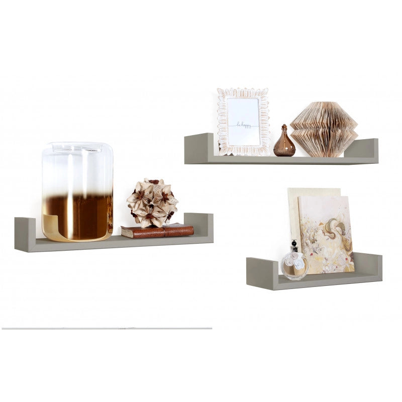 Set di 3 Mensole da Muro, Mensole Muro Design, Mensola da Parete, Marrone Talpa, 60x8 p15,5 cm, 50x8 p15,5 cm e 40x8 p15,5 cm - Calamita