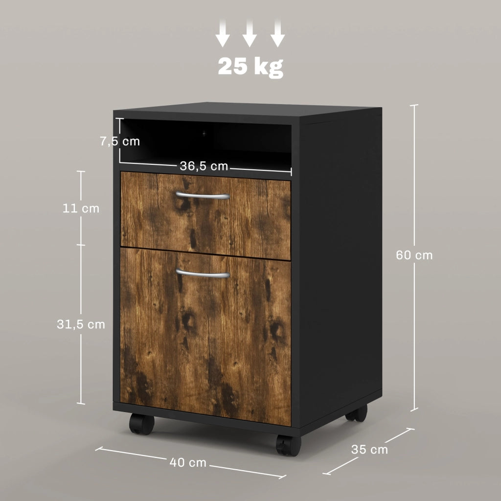 Scrivania con cassetto e ruote ¨C Zephmum ¨C 40x35x60 cm marrone legno