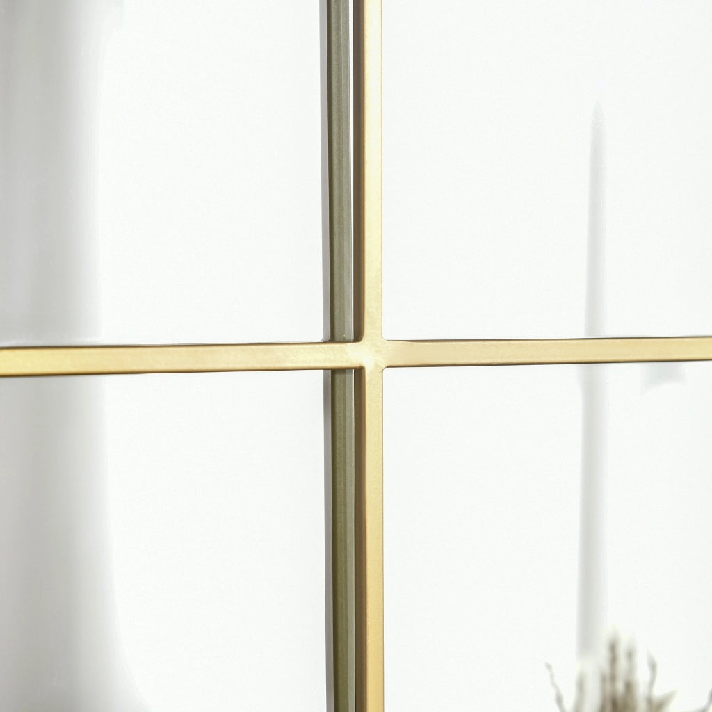 Specchio Moderno a Parete a Forma di Arco 70x50 cm per Camera da Letto e Soggiorno in Vetro e Metallo Oro