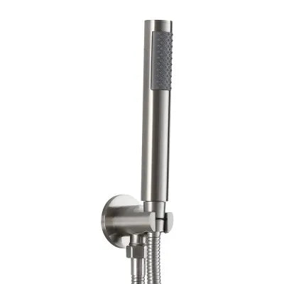 Kit doccia completo satinato in acciaio inox con doccetta in ottone