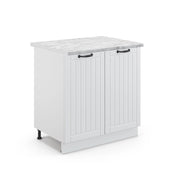 Mobile lavello cucina Fame-Line Bianco rustico/Bianco 80 cm, PL Marmo Vicco