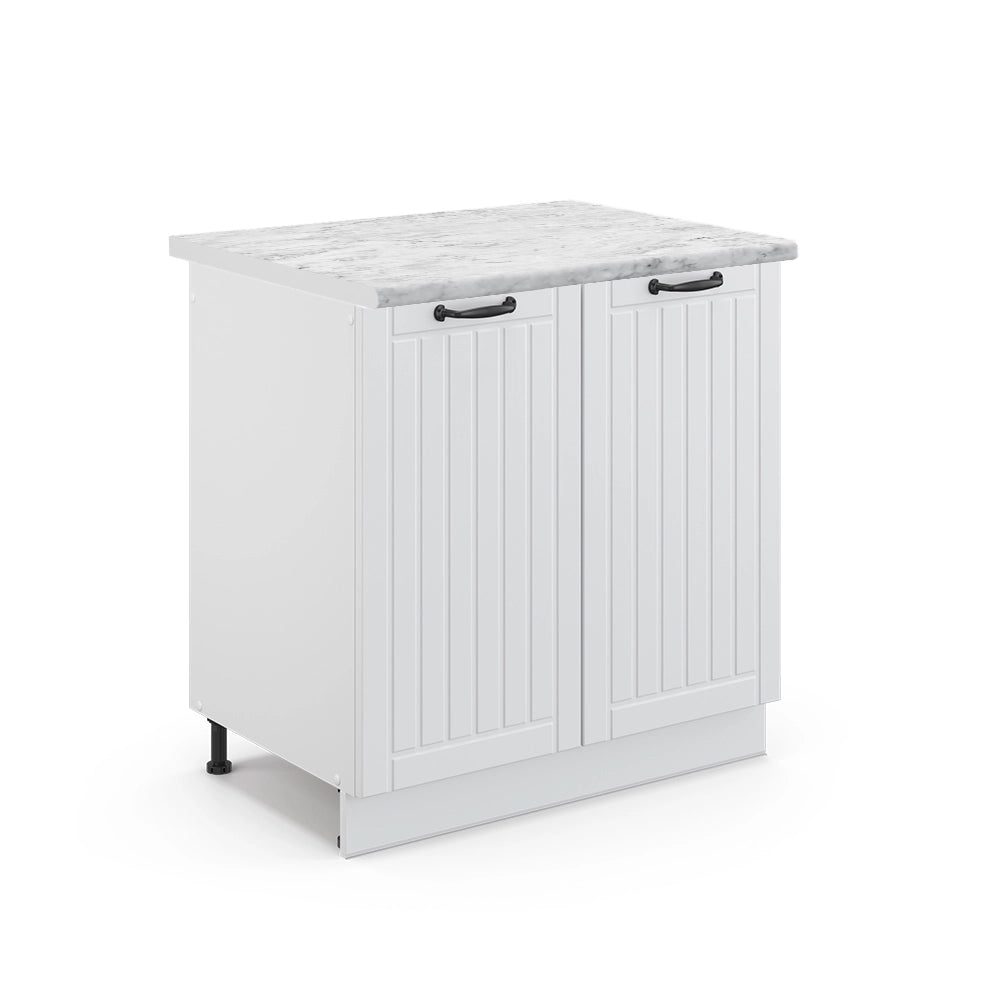 Mobile lavello cucina Fame-Line Bianco rustico/Bianco 80 cm, PL Marmo Vicco