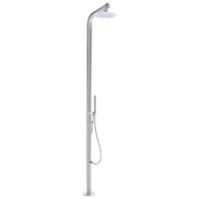Set Doccia Miscelatore da Giardino per Esterni in Acciaio Inox Color Argento con Soffione a Pioggia Moderno