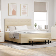 Letto con doga e materasso e panca crema 180x200 cm in tessuto