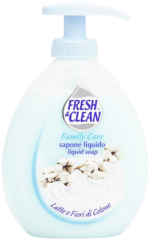 SET 12 CONFEZIONI FRESH & CLEAN SAPONE LIQUIDO LATTE E FIORI DI COTONE 300ML
