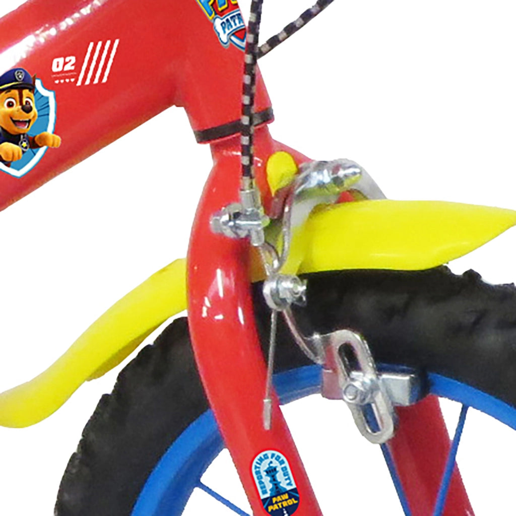Bicicletta per Bambini 14" Paw Patrol Freni Caliper e Stabilizzatori in Acciaio Hi-Ten Rosso