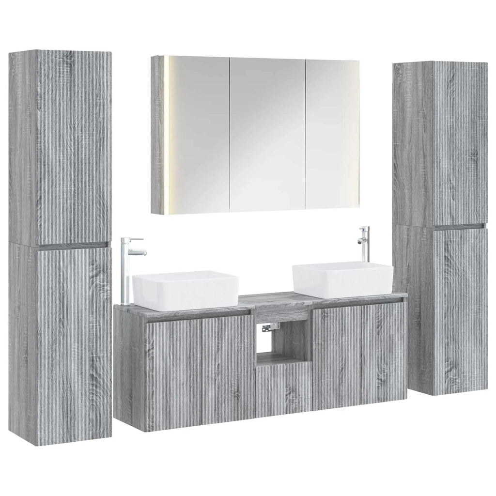 Set di mobili per il bagno 6 pcs Sonoma grigio 3407236