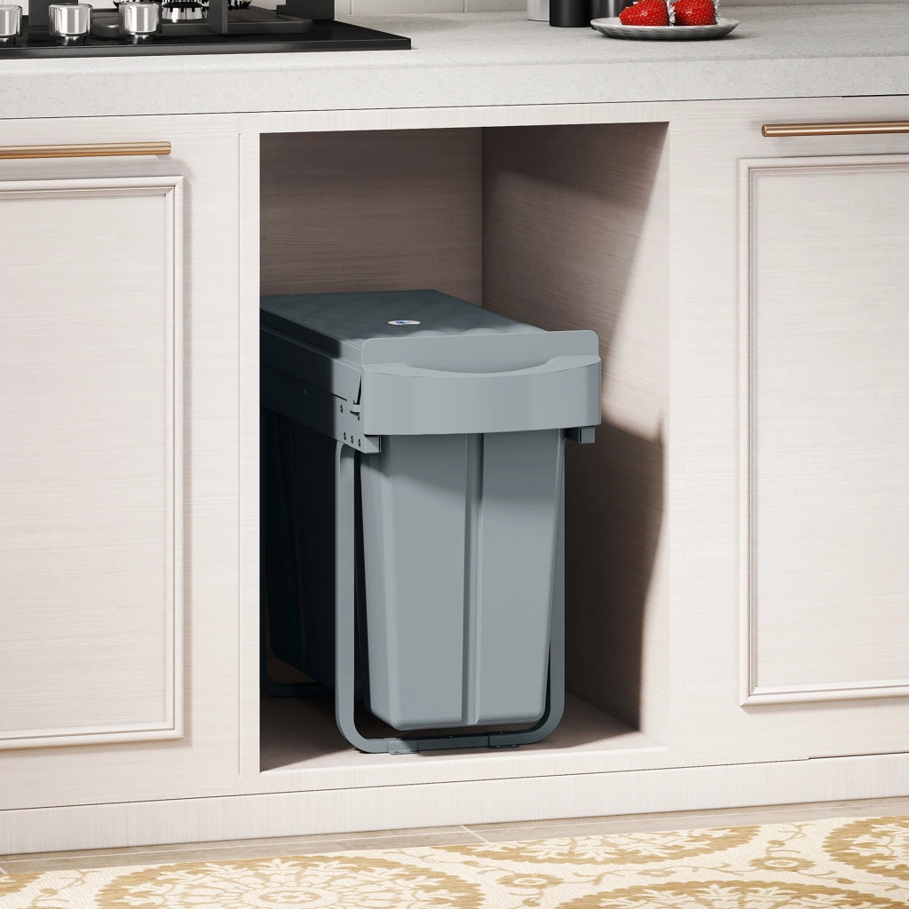 Cestino Sottolavello con 2 Contenitori Estraibili ¨C zephmum ¨C Grigio 20L+10L