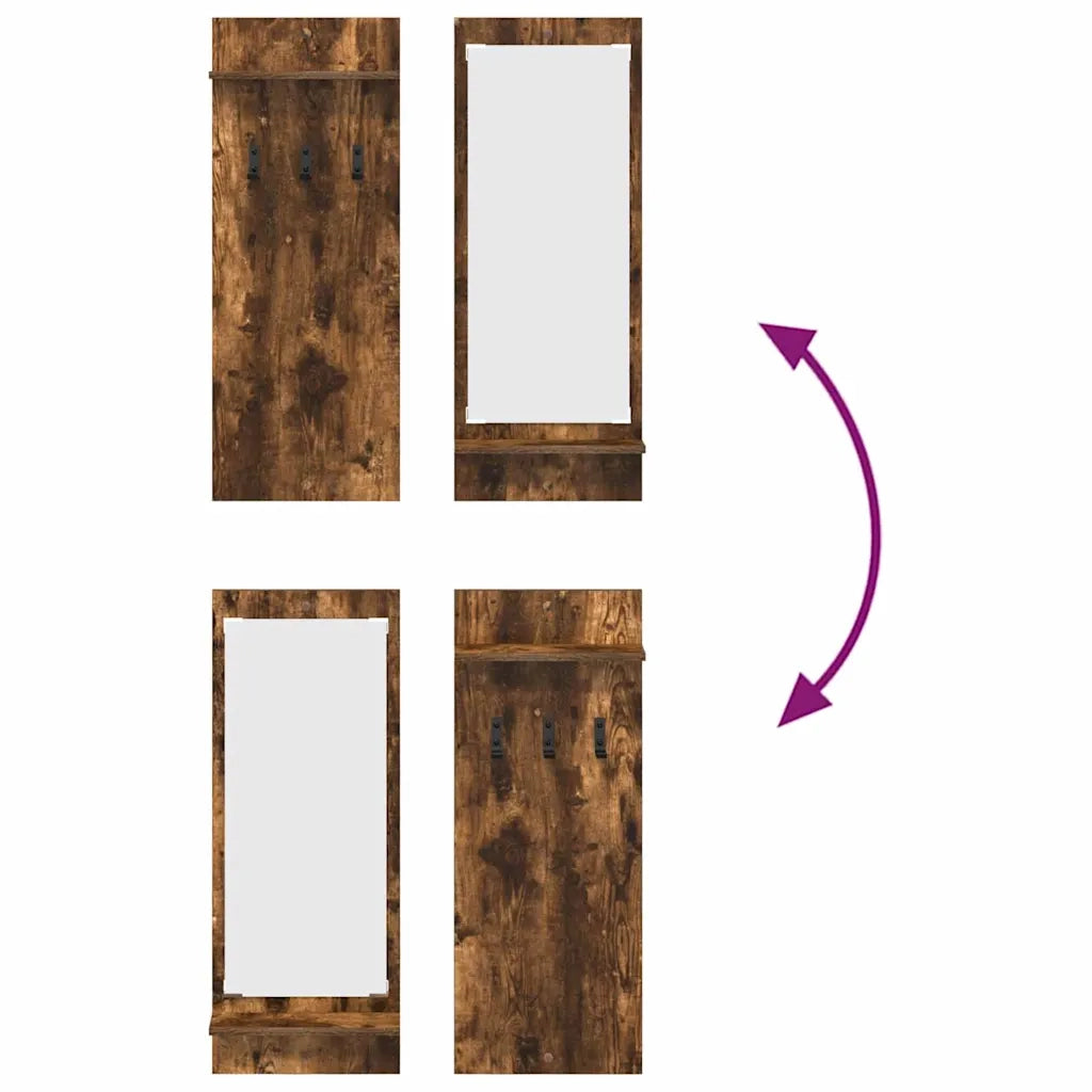 Appendiabiti a muro con lo scaffale Rovere fumé 70 x 10 x 90 cm 874527