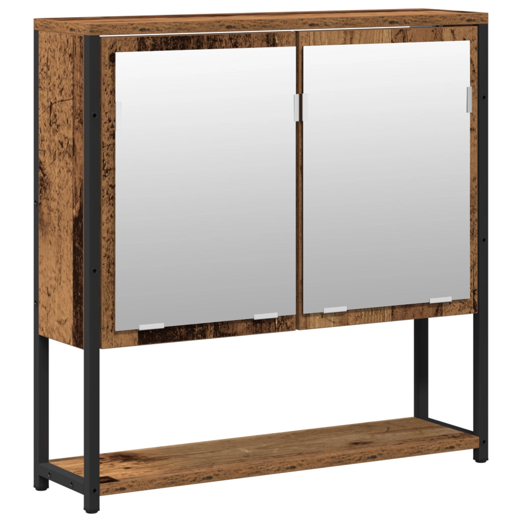 Set di mobili da bagno 2 pezzi in legno vecchio e legno ingegnerizzato