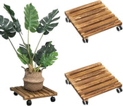 Carrello Quadrato per Fiori con Ruote, Capacità di Carico 150 lbs, 25 x 25 cm, Miele - Esterno Interno