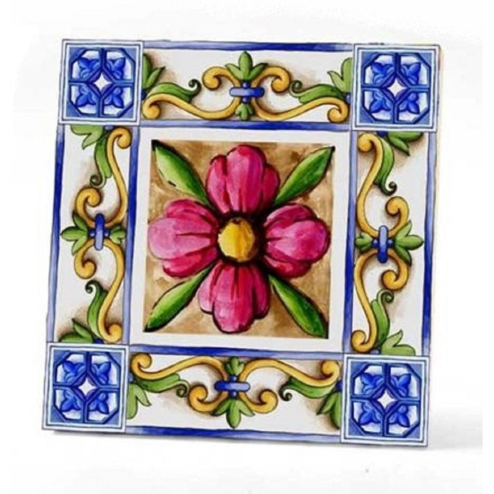 Trade Shop - Piastrella Ornamentale Ceramica 11x11 Cm Terra E Sole 9 Decori Assortiti 825637 -