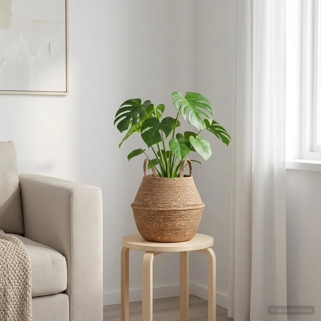 Vaso da fiori con manici Naturale Ø 22 x 20 cm 100% Erba marina 42012254
