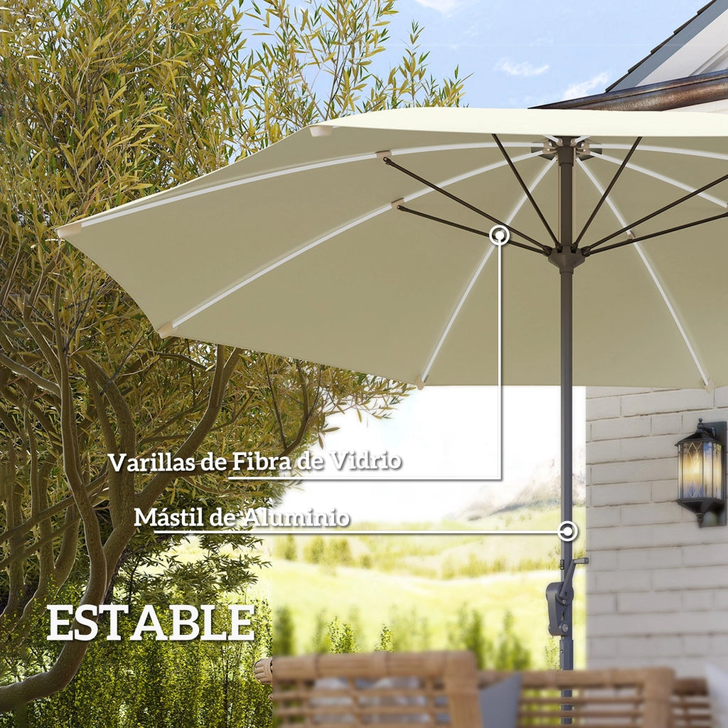 Ombrellone da Giardino con Luci LED e Manovella ¨C Zephmum ¨C Crema ?300x256 cm