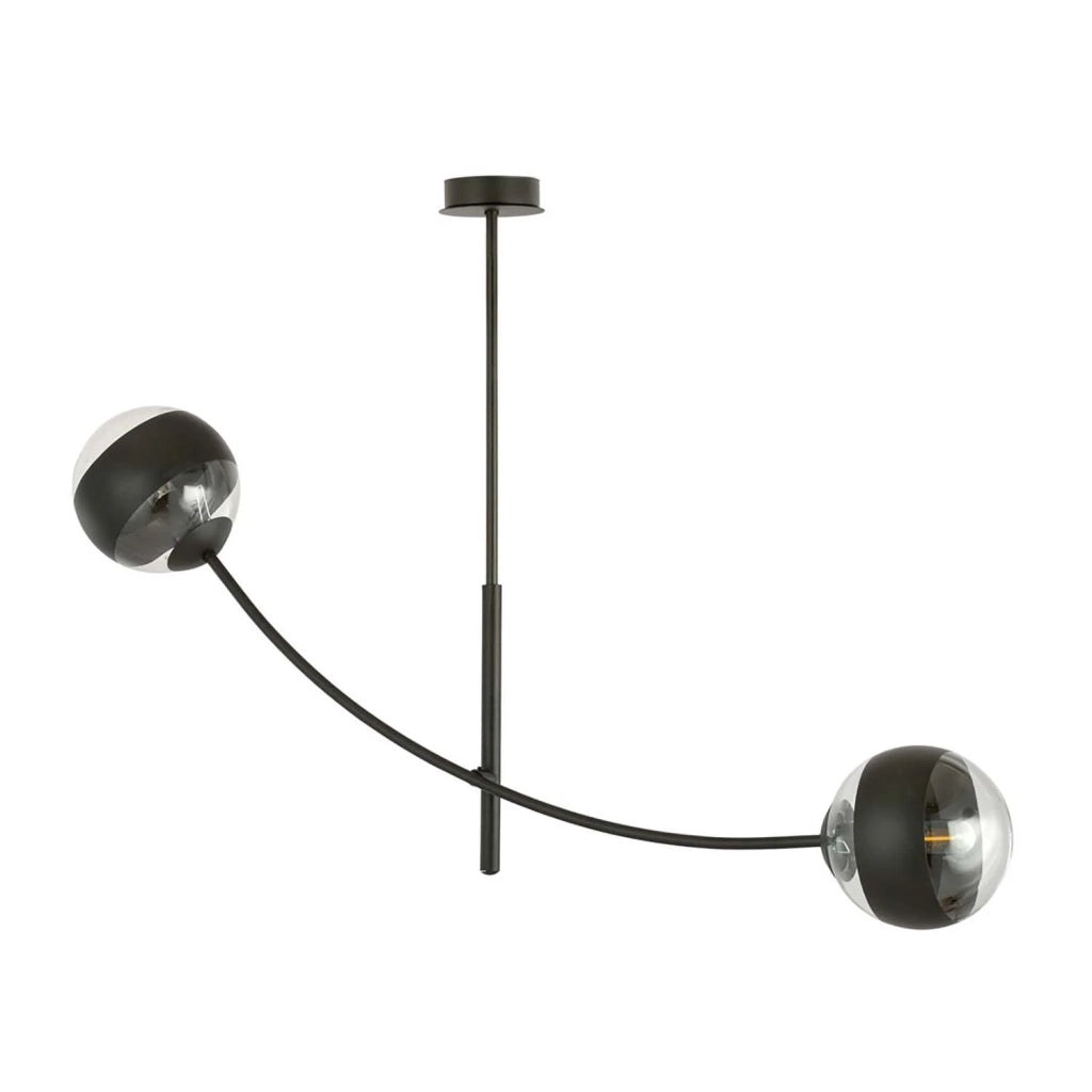 Plafoniera Contemporaneo Oceano Acciaio Nero 2 Luci E14 Ip20
