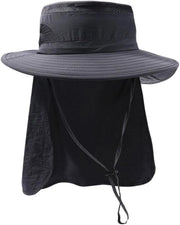 Cappello da sole donkergrijs con protezione UV UPF 50+ per uomini, cappello esterno con visiera.