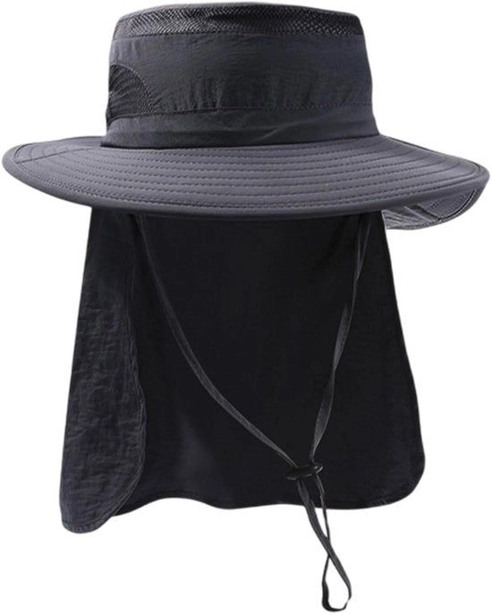 Cappello da sole donkergrijs con protezione UV UPF 50+ per uomini, cappello esterno con visiera.