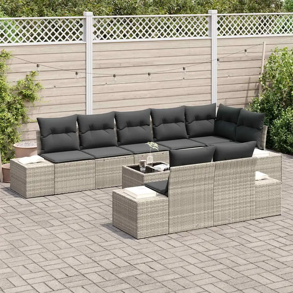 Set Divano da Giardino Grigio chiaro Poly Rattan 3355791