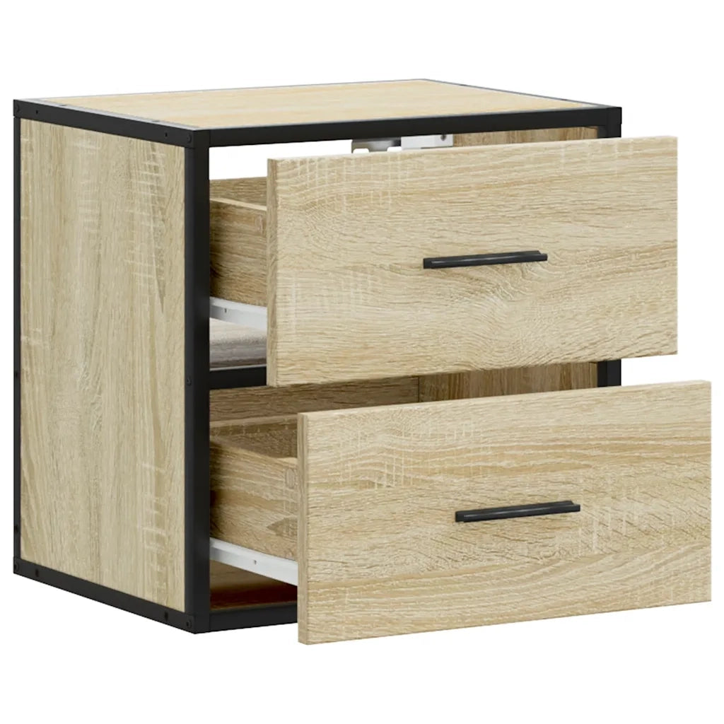 Set di 2 Comodini | Armadio da Notte | Mobiletto da notte a Muro Rovere Sonoma 40x31x39,5 cm