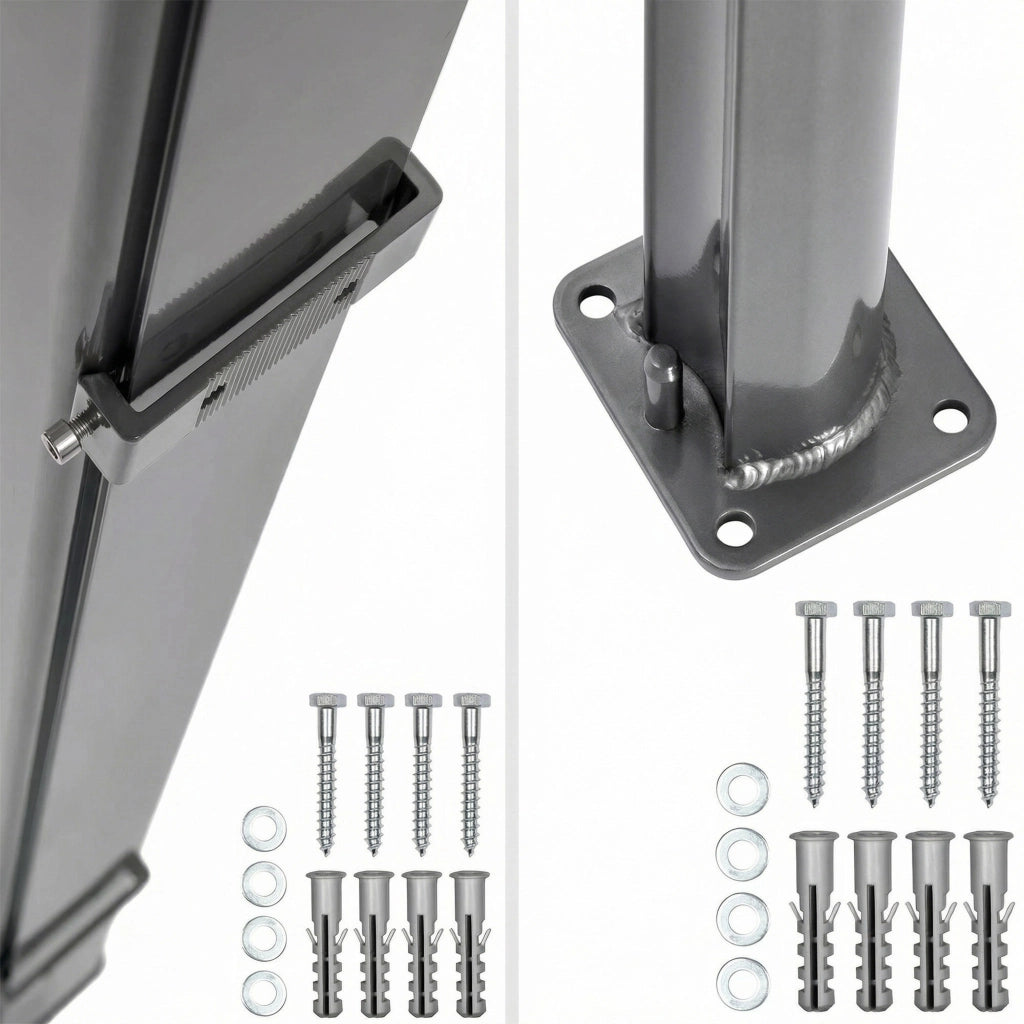Tenda laterale 300x180H cm. Separè frangivento con sistema di riavvolgimento automatico. Telaio in Alluminio. Colore Grigio antracite.
