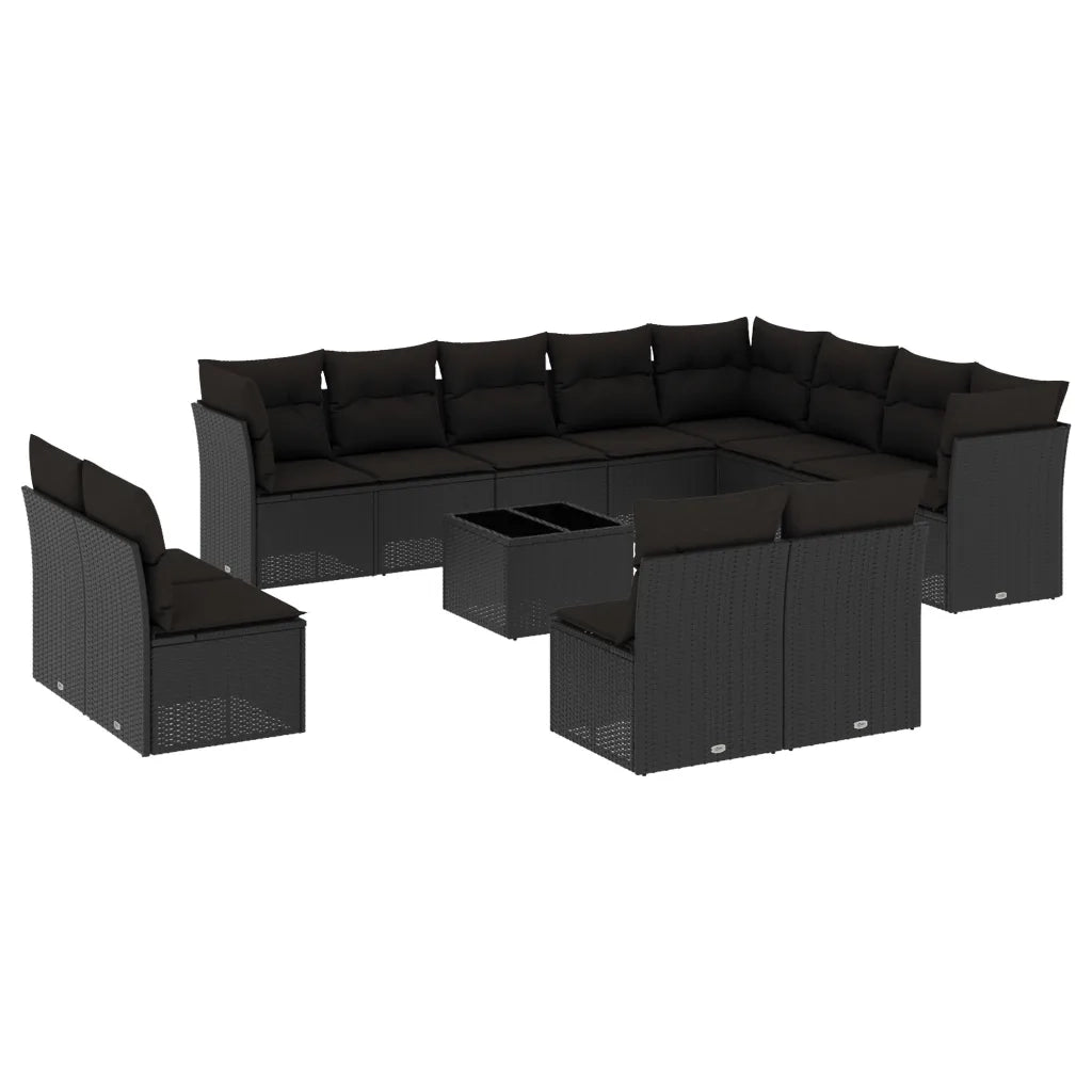 Set Divani da Giardino 13pz con Cuscini Nero in Polyrattancod mxl 111751