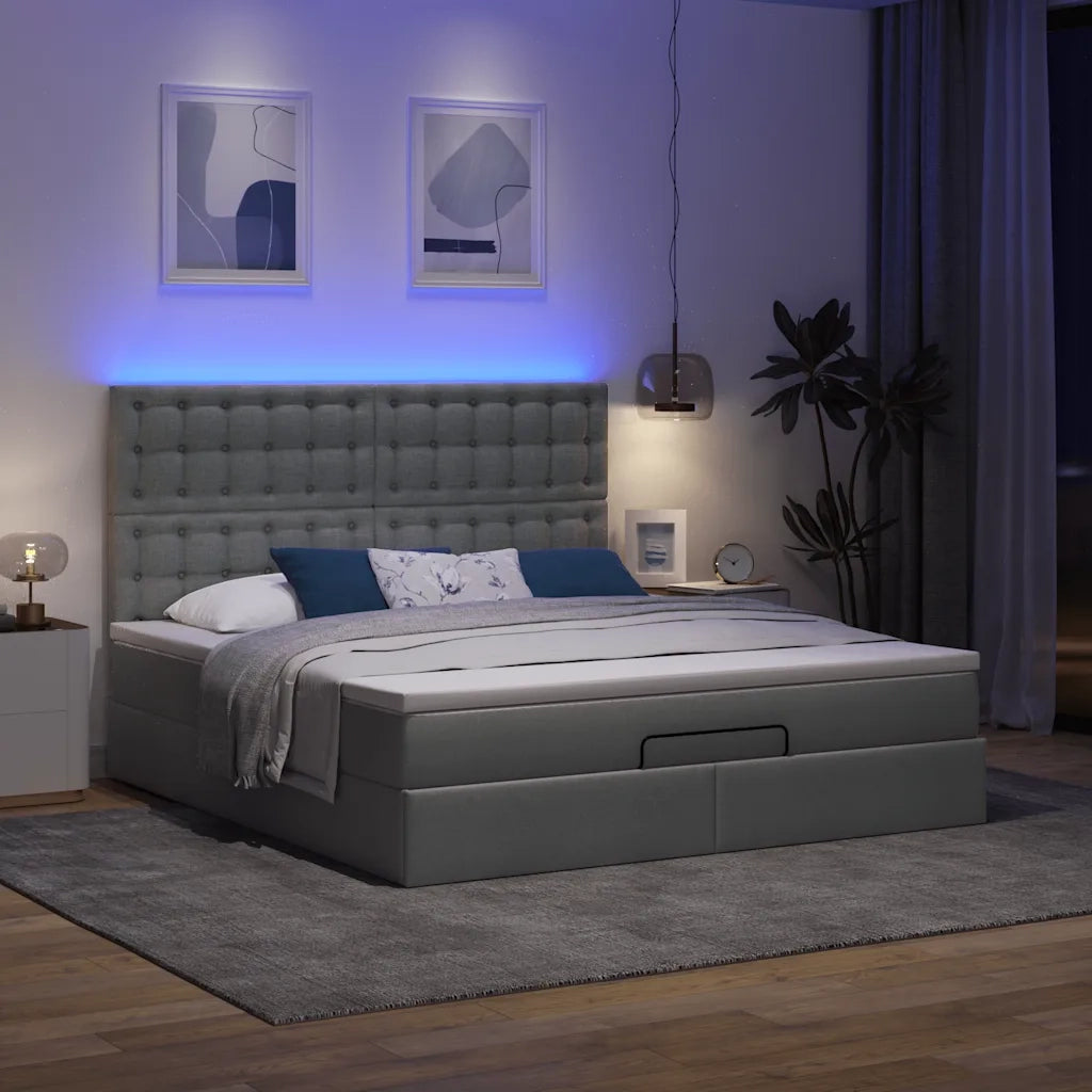 vidaXL Struttura Letto Pouf con Materasso 180x200 cm in Tessuto