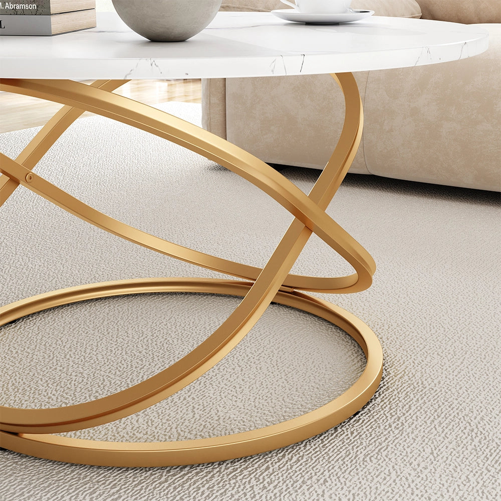 Vicco Tavolino Bianco/Oro 79.5 x 46 cm con ampia superficie di lavoro