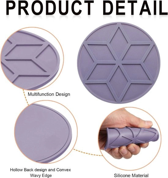 Set di 4 sottopiani in silicone per pentole e padelle - Sostegno termoresistente per padella - Sottopiani multifunzionali per cucina - 10 cm di diametro. Protegge i piani di lavoro - Per piatti caldi.