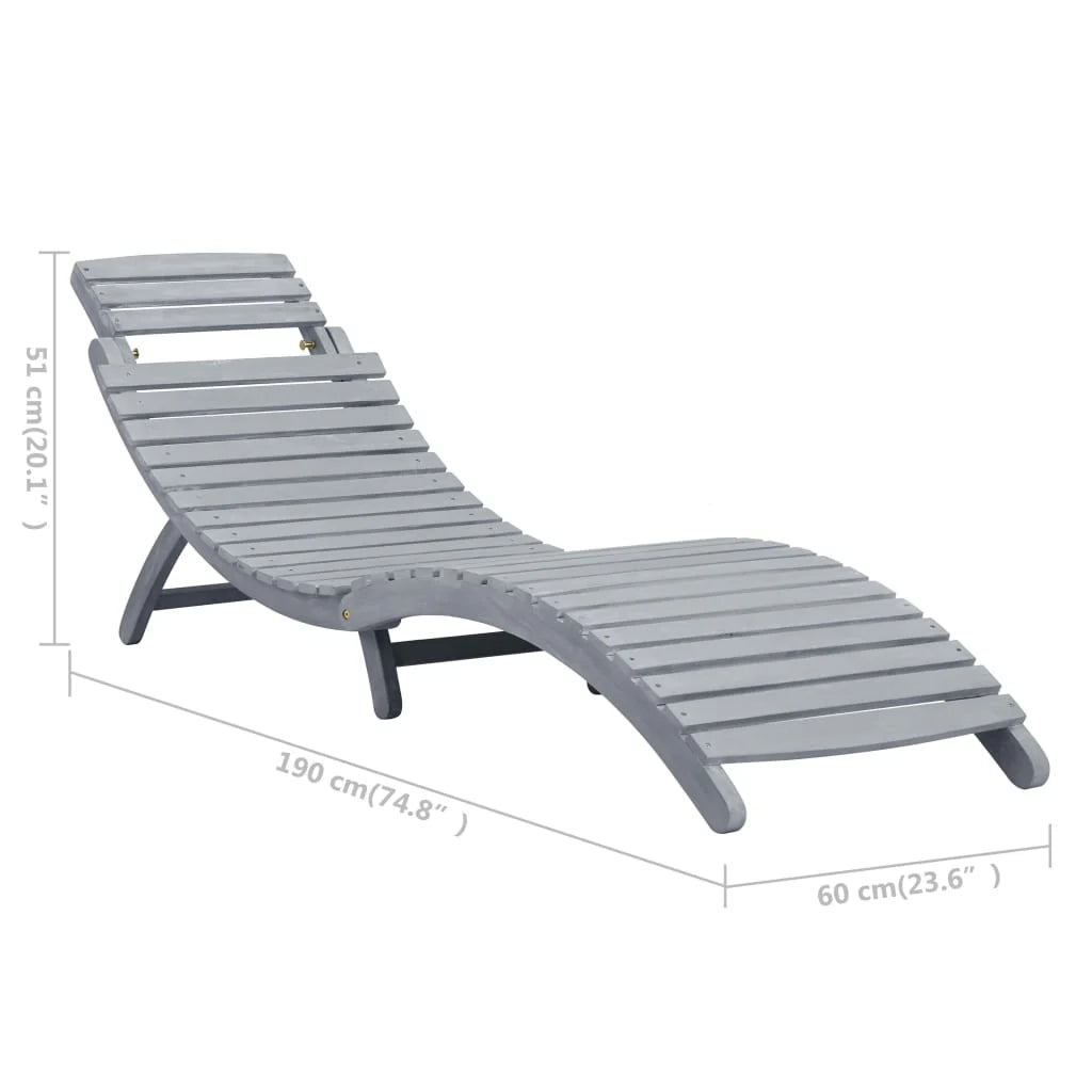 Lettino prendisole sedia a sdraio lettino prendisole letto da giardino mobili da giardino 190 cm con cuscino legno massello di acacia grigio 02_0012471