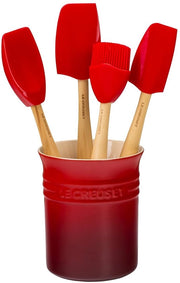 Set di 4 cucchiai in ceramica rossa corallo, smaltata