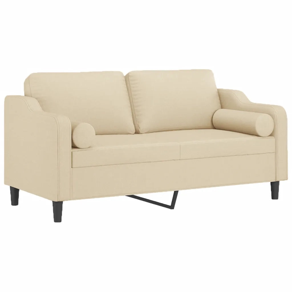 Divano a 2 Posti con Cuscini-Sofa 2 Posti con Cuscini Crema 140 cm in Tessuto 852246