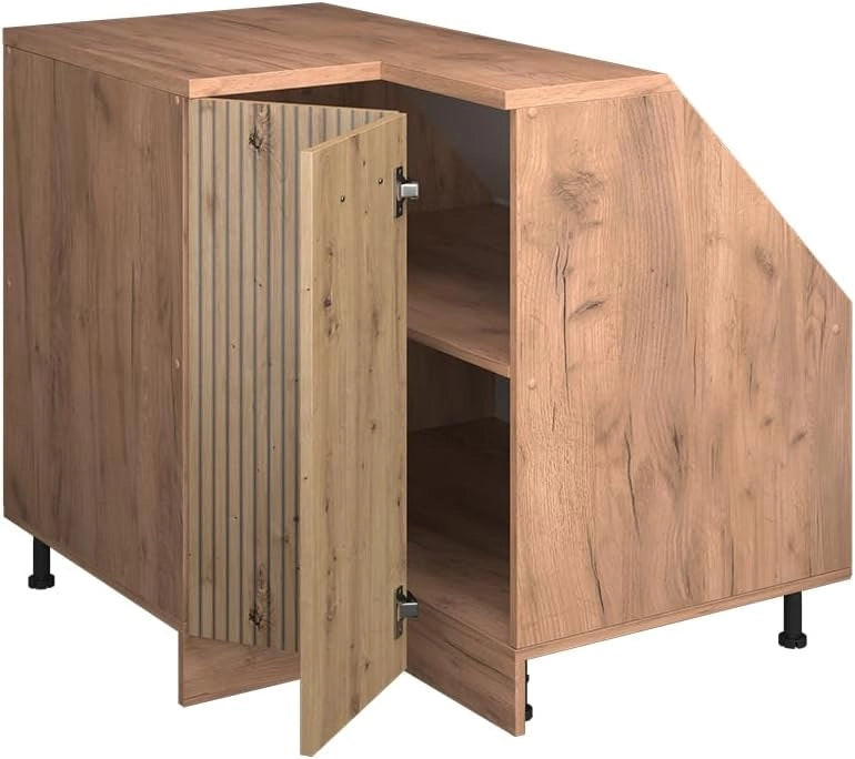 Mobile sottotetto Mobile angolare Rion, Rovere artigianale, 75.6 x 81.6 cm con 1 porta, carcassa dell’armadio profondità 60 cm, adatto per il salvaspazio sotto tetti spioventi