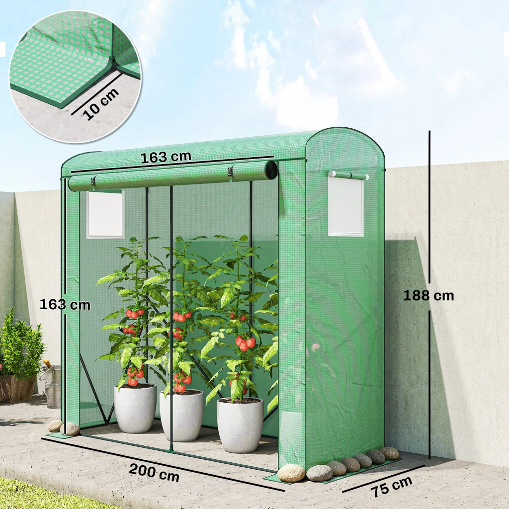Serra da giardino in acciaio con rete e porta a rullo ¨C Minimal ¨C Verde 200x75x188 cm