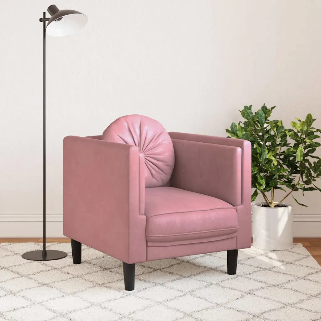 Divano Sedia-Poltrona con Cuscino Rosa in Velluto