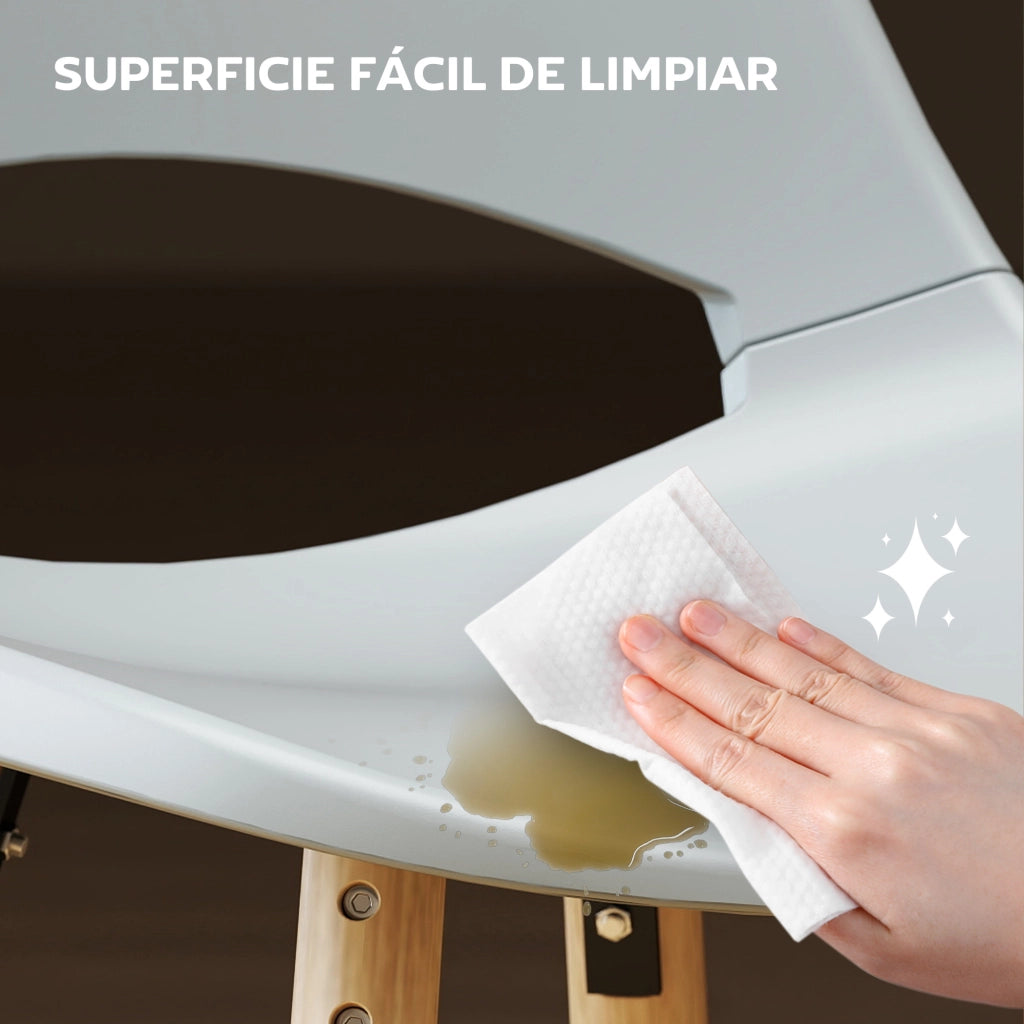 Set di 2 Sedie da Pranzo in Plastica con Schienale Curvo e Gambe in Legno di Goma Grigio ¨C Minimal ¨C 2 pezzi