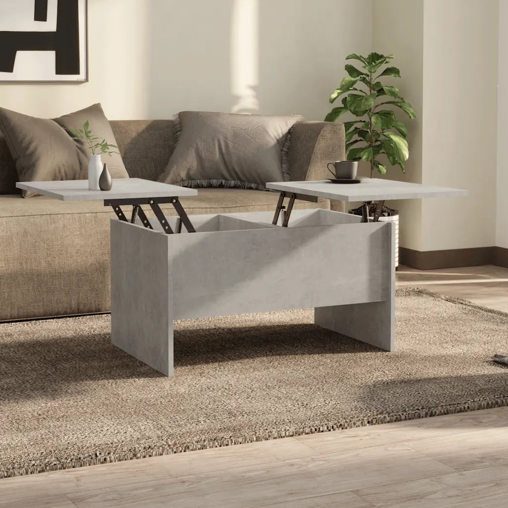 Tavolino Salotto-Tavolino da soggiorno-Tavolo Grigio Cemento 80x50x42,5 cm Legno Multistrato