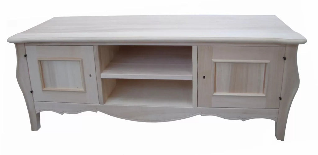 Porta tv  classico in legno bombato 2 porte grezzo l.160 p.50 h.61 (3084) - Mobili 2G