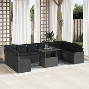 Set di Divani da Giardino da 11 Pezzi con Cuscini Rattan Polimerico Nero