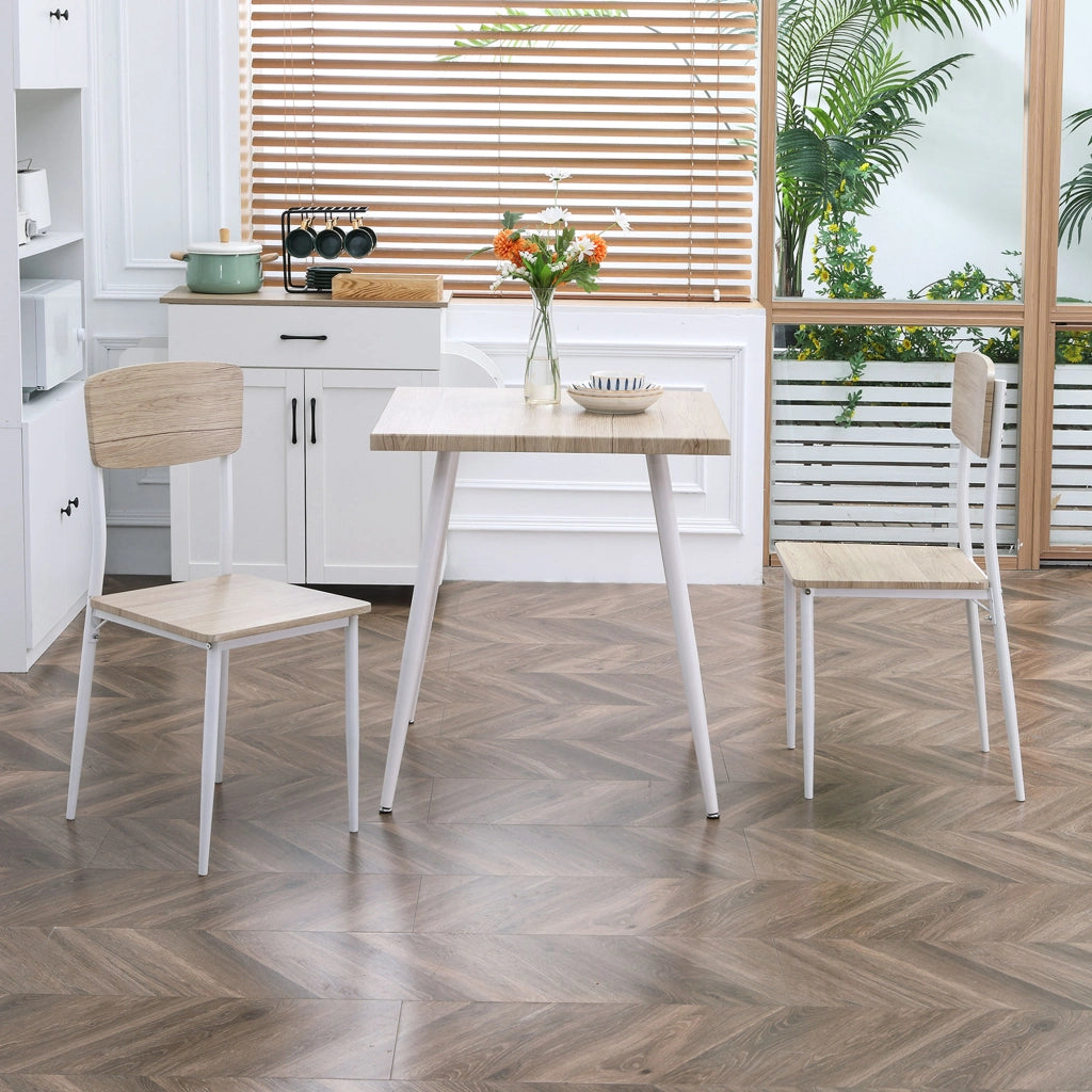 Tavolo da pranzo con 2 sedie ¨C zephmum ¨C bianco metallo MDF