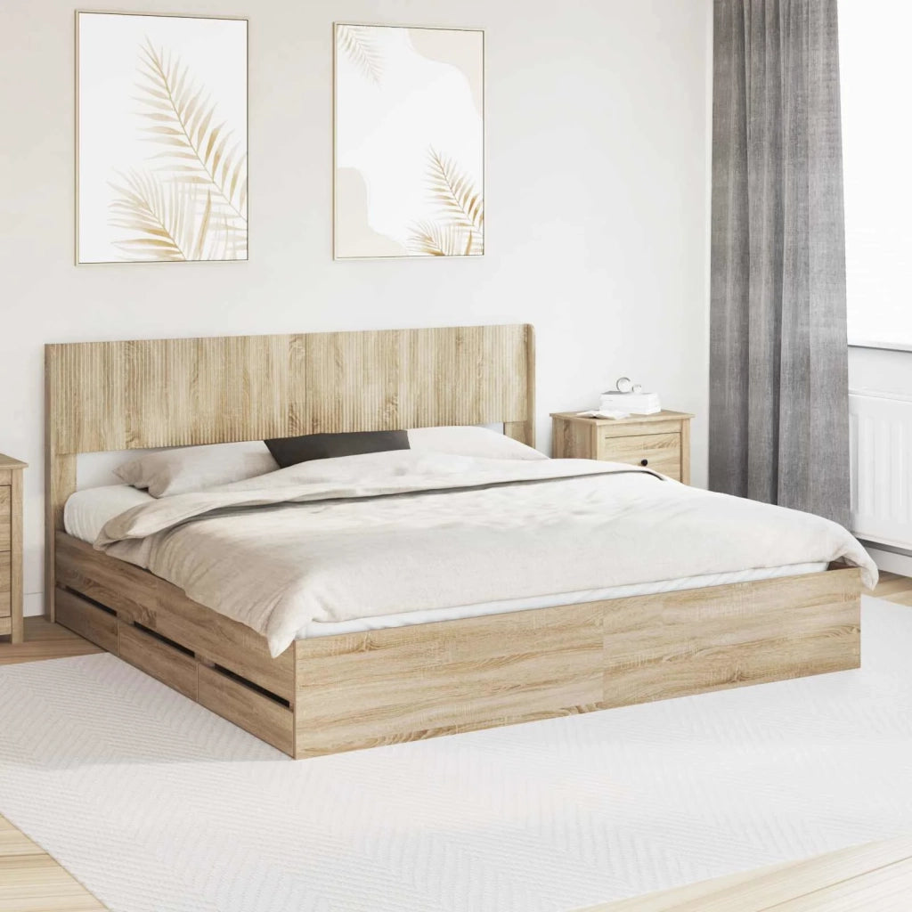 Struttura del letto con stoccaggio e testata Rovere Sonoma 3414277