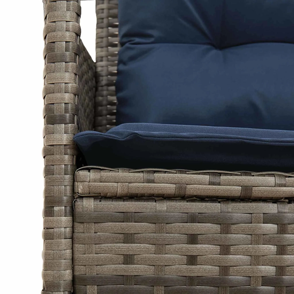 Set Divano da Giardino 2 pcs Grigio e Blu Navy polyrattan