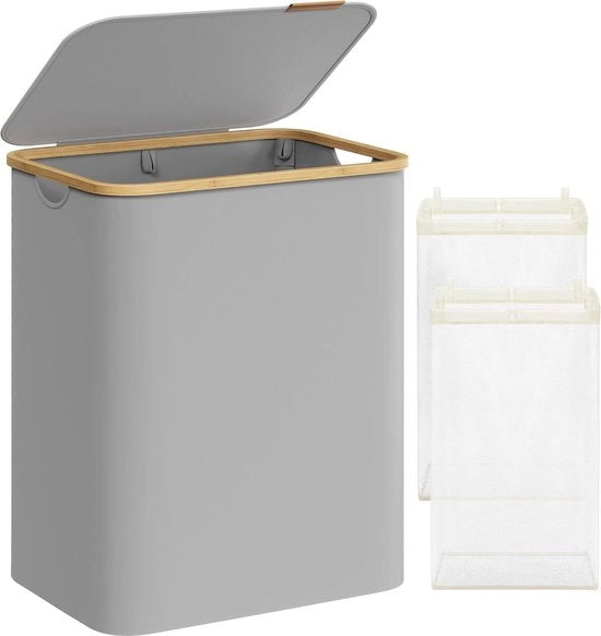 Asciugatrice portatile con 2 cassette - 130L - Ripiegabile - Grigio chiaro - Incluso Asciugamano e Coperchio rimovibile